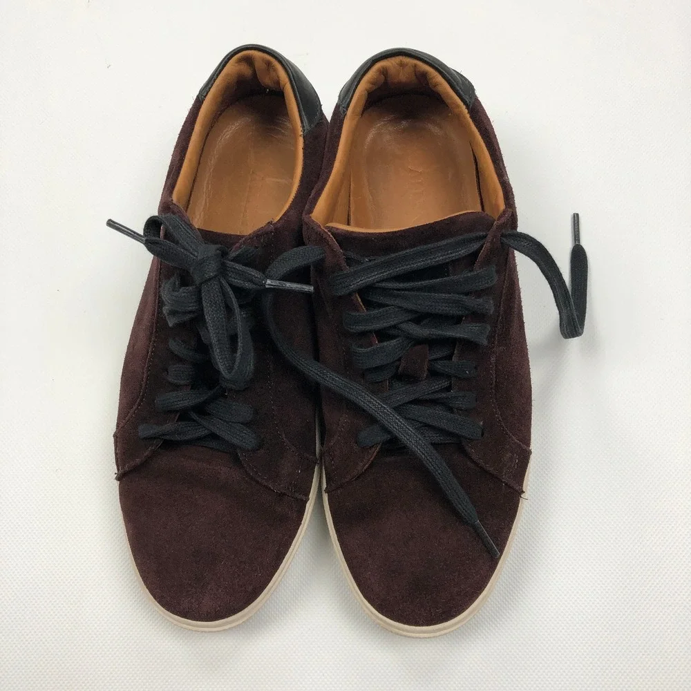 Allen Edmonds Courtside Mens 7.5 E Burgundy Suede Low Top Sneakers 5642